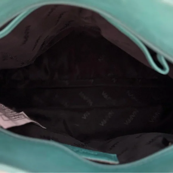 Aqua/Camel Leather Bag - NEW - Nappa Leather Handbag - Leather Purse - Picture 8 of 15